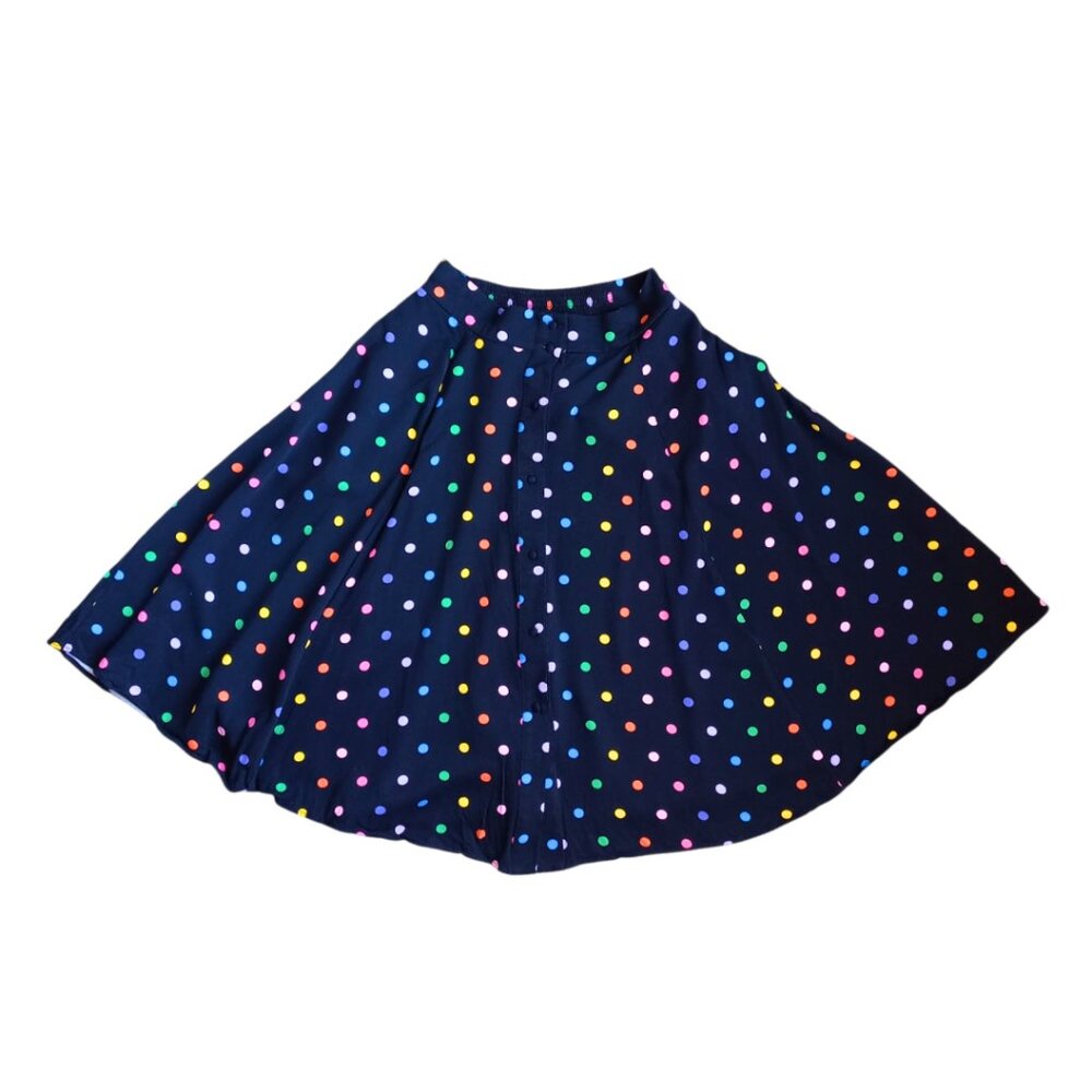 Collectif London Polka Dot Flared Skirt - Multicolor Retro Style, Size S (UK 10)